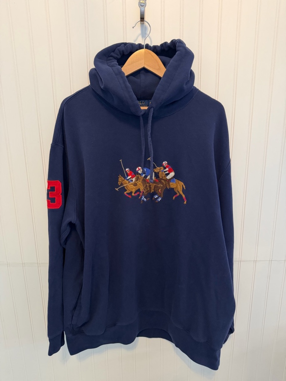 Ralph Lauren Navy Equestrian Graphic Hoodie Size 2XLT
